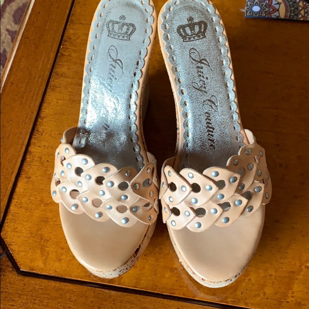 Juicy Couture cork wedge platform slides sz 6